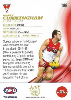 2016 Select AFL Certified #186 Harry Cunningham Back